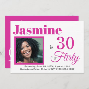 30 & Flirty Rose Anniversaire Photo Invitation
