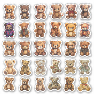 30 mini ours en peluche Stickers