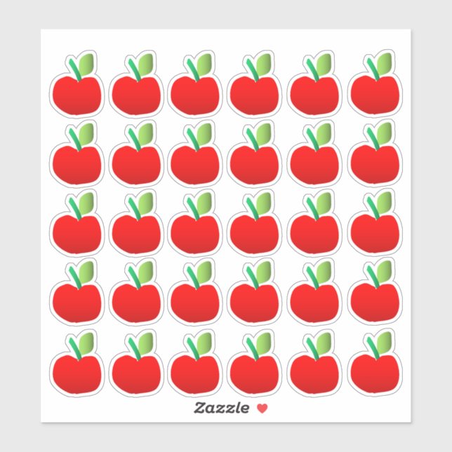30 Stickers Pommes Rouges (Feuille)