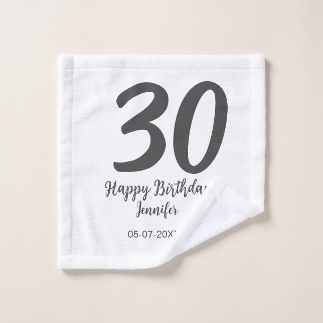 30e anniversaire ajouter nom date année noir modèl (Gant de toilette)
