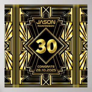 30e anniversaire Art Déco Gold Black Great Gatsby