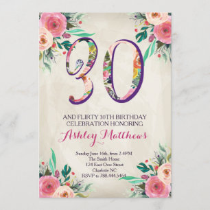 30e anniversaire Belle Invitation Florale,