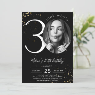 30e anniversaire Black Gold Invitation avec photo