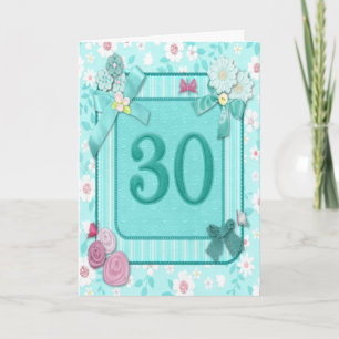 30e anniversaire carte avec fleurs