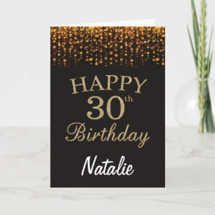 30e Anniversaire Carte de Parties scintillant Noir