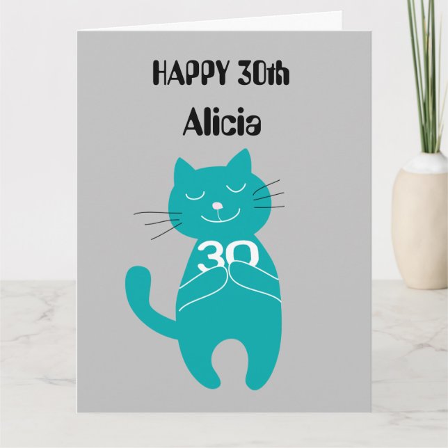 30e anniversaire chat 30 ans simple carte de nom c (Devant)