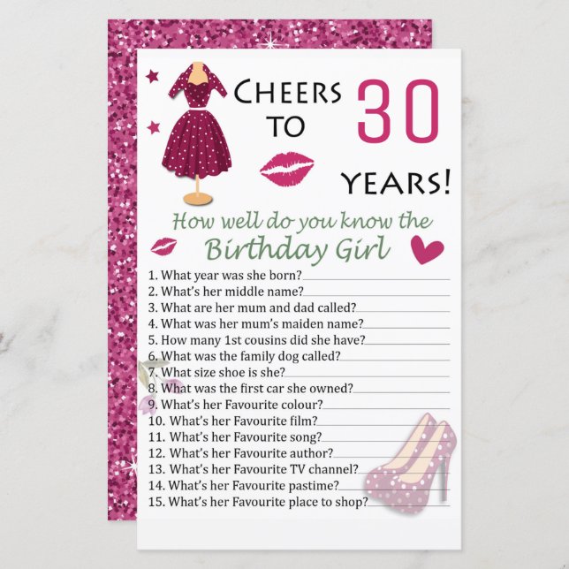 30e anniversaire Comment connaissez-vous bien l'an (Devant / Derrière)