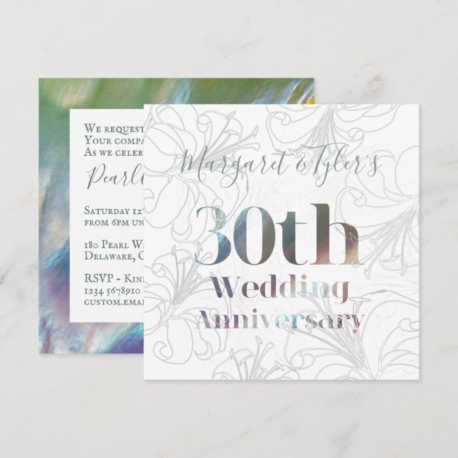 30e anniversaire de Mariage Invitation Pearl moder (Devant / Derrière)