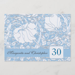 30e anniversaire du mariage invitations bleu clair