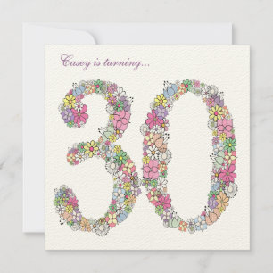 30e anniversaire fête Printemps fleuron Invitation
