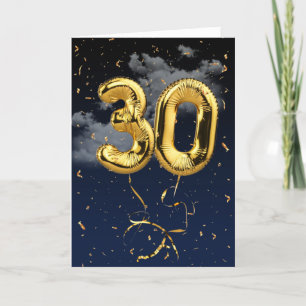 30e Anniversaire Gold Mylar Balloon et carte Confe