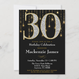 30e anniversaire Invitation Black Gold Diamonds Ad