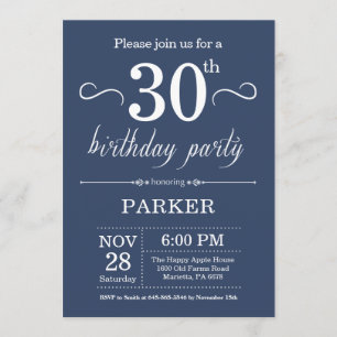 30e anniversaire Invitation Blue