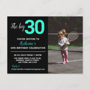 30e anniversaire Invitation Carte photo Noir