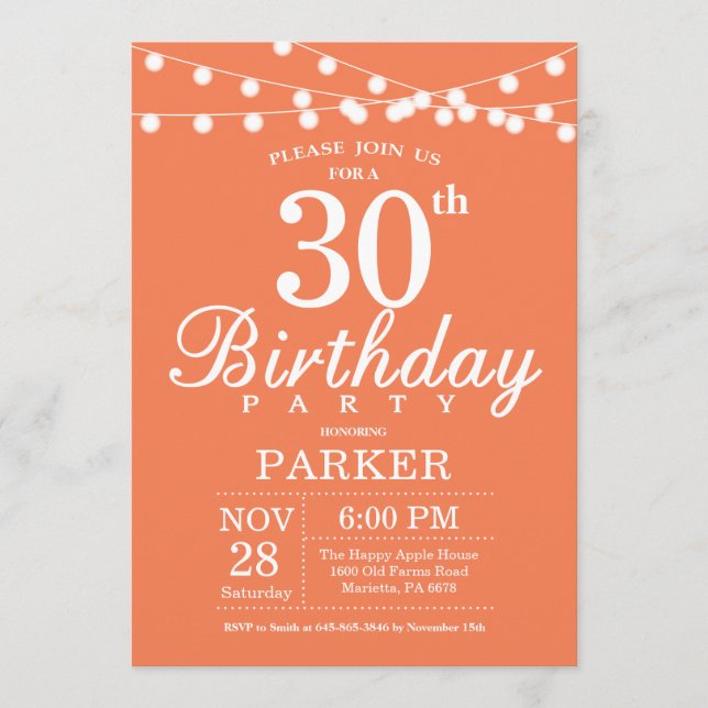 30e anniversaire Invitation Coral (Devant)