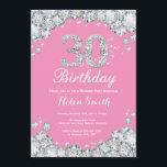 30e anniversaire Invitation Diamant rose et argent<br><div class="desc">Invitation du 30e anniversaire. Diamant de pavé rose et argent. Élégant invitation du Bassin d'Anniversaire. Anniversaire adulte. Les femmes,  anniversaire. Hommes Anniversaire.
Pour plus de personnalisation,  cliquez sur le bouton "Customiser" et utilisez notre outil de conception pour modifier ce modèle.</div>