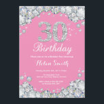 30e anniversaire Invitation Diamant rose et argent<br><div class="desc">Invitation du 30e anniversaire. Diamant de pavé rose et argent. Élégant invitation du Bassin d'Anniversaire. Anniversaire adulte. Les femmes,  anniversaire. Hommes Anniversaire.
Pour plus de personnalisation,  cliquez sur le bouton "Customiser" et utilisez notre outil de conception pour modifier ce modèle.</div>
