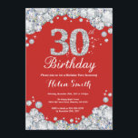 30e anniversaire Invitation Diamant rouge et argen<br><div class="desc">Invitation du 30e anniversaire. Diamant de la Rhestone rouge et argent. Élégant invitation du Bassin d'Anniversaire. Anniversaire adulte. Les femmes,  anniversaire. Hommes Anniversaire.
Pour plus de personnalisation,  cliquez sur le bouton "Customiser" et utilisez notre outil de conception pour modifier ce modèle.</div>