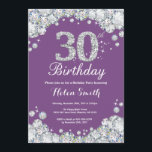 30e anniversaire Invitation Diamant violet et arge<br><div class="desc">Invitation du 30e anniversaire. Diamant de strass violet et argenté. Élégant invitation de Bassorh Anniversaire. Anniversaire adulte. Femmes Anniversaire. Hommes Anniversaire. Pour plus de personnalisation,  cliquez sur le bouton "Customiser" et utilisez notre outil de conception pour modifier ce modèle.</div>