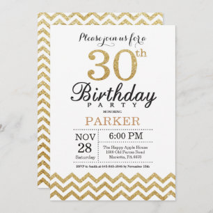 30e anniversaire Invitation Gold Parties scintilla