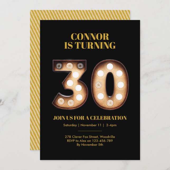 30e anniversaire invitation lumières vives (Devant / Derrière)