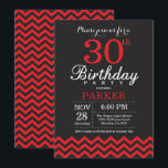 30e anniversaire Invitation Noir et Rouge<br><div class="desc">Invitation du 30e anniversaire avec Black et Red Chevron. Tableau de bord. Anniversaire adulte. Homme ou Femmes Anniversaire Invitation. Pour plus de personnalisation,  cliquez sur le bouton "Customiser" et utilisez notre outil de conception pour modifier ce modèle.</div>