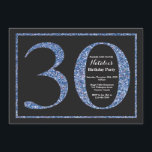 30e anniversaire Invitation Parties scintillant bl<br><div class="desc">Invitation du 30e anniversaire. Parties scintillant noir et bleu Invitation de fête d'anniversaire avec Arrière - plan Chalkboard. Anniversaire surprenant. Anniversaire adulte. Fête Anniversaire Bash pour hommes ou femmes. Pour plus de personnalisation,  cliquez sur le bouton "Customiser" et utilisez notre outil de conception pour modifier ce modèle.</div>