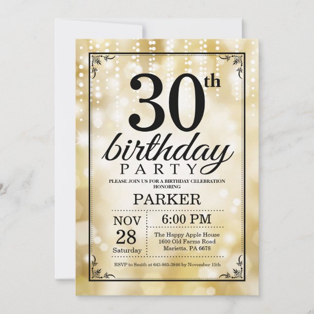 30e anniversaire Invitation Parties scintillant d' (Devant)