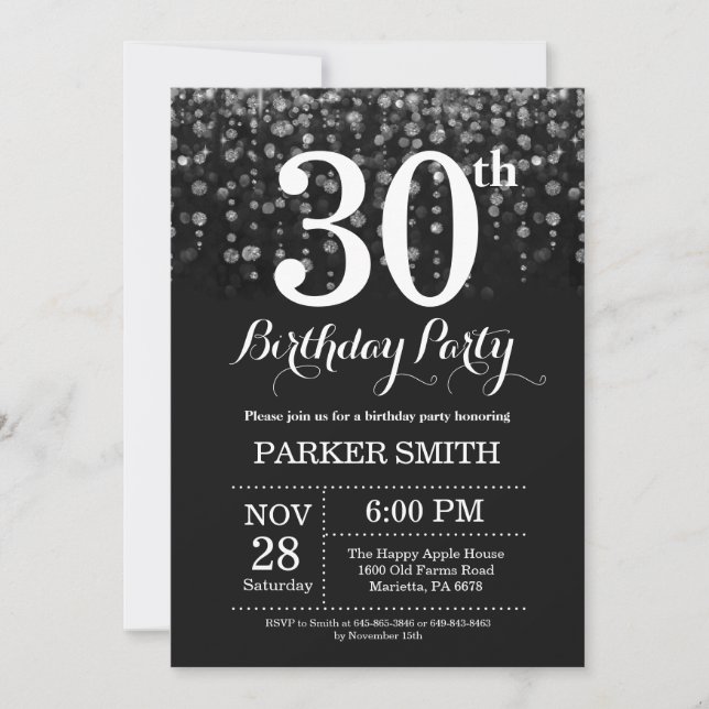 30e anniversaire Invitation Parties scintillant d' (Devant)