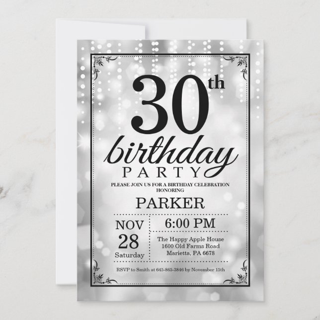 30e anniversaire Invitation Parties scintillant d' (Devant)
