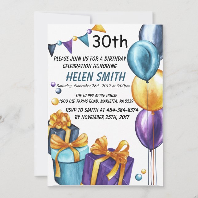 30e anniversaire Invitation Parties scintillant d' (Devant)