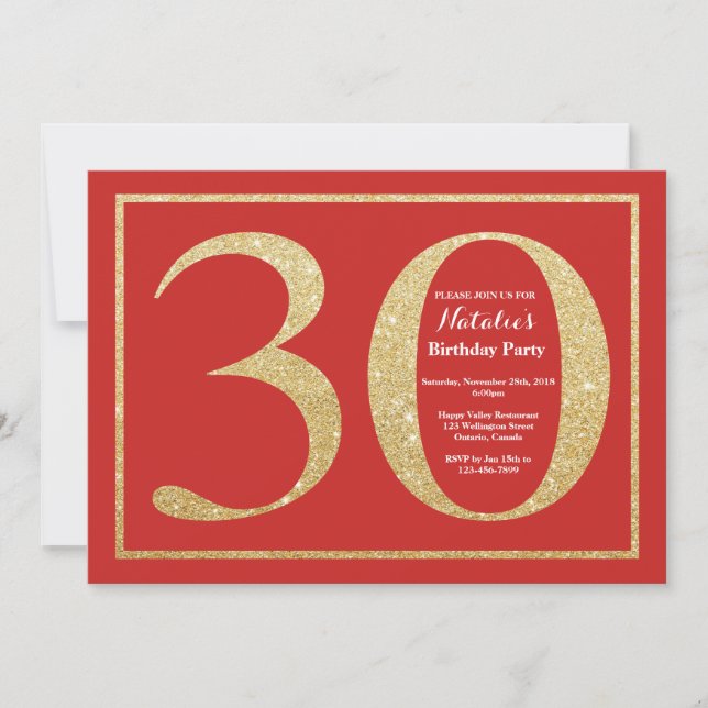 30e anniversaire Invitation Parties scintillant ro (Devant)