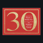 30e anniversaire Invitation Parties scintillant ro<br><div class="desc">Invitation du 30e anniversaire. Parties scintillant rouge et or Invitation de fête d'anniversaire avec Arrière - plan rouge. Anniversaire surprise. Anniversaire adulte. Fête Anniversaire Bash. Pour plus de personnalisation,  cliquez sur le bouton "Customiser" et utilisez notre outil de conception pour modifier ce modèle.</div>