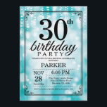 30e anniversaire Invitation Parties scintillant Tu<br><div class="desc">Invitation à l'anniversaire du 30e anniversaire avec des lampes à cordes Turquoises avec Arrière - plan de Parties scintillant Turquoise. Anniversaire Turquoise. Anniversaire adulte. Hommes ou femmes Anniversaire Invitation. 13e 15e 16e 18e 20e 21e 30e 40e 50e 60e 70e 80e 90e 100e, n'importe quel âge. Pour plus de personnalisation, cliquez...</div>