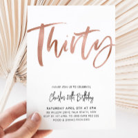 30e anniversaire Invitation Rose blanche Or Trente