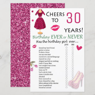 30e anniversaire Jeu jamais ou jamais