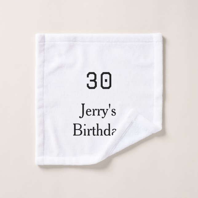 30e anniversaire lettre gras nom date simple minim (Gant de toilette)