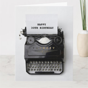 30E ANNIVERSAIRE Machine à écrire vintage Carte de