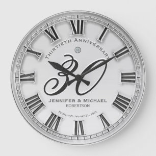 30e anniversaire Mariage d'argent Grande horloge