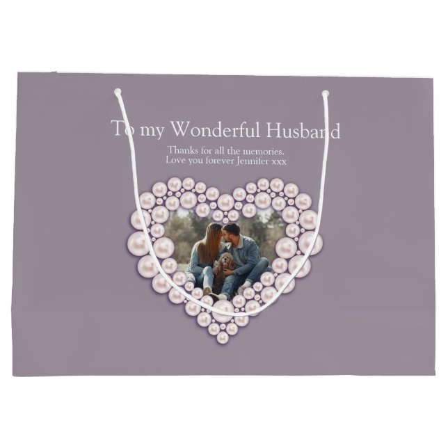30e anniversaire mariage perle sac cadeau photo (Dos)