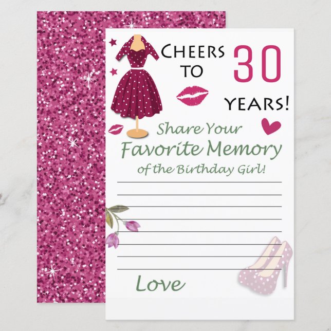 30e anniversaire Mémoire préférée de la fille anni (Devant / Derrière)