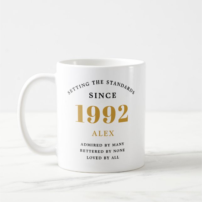 30e anniversaire Nom 1992 Elegant Chic Coffee Mug (Gauche)