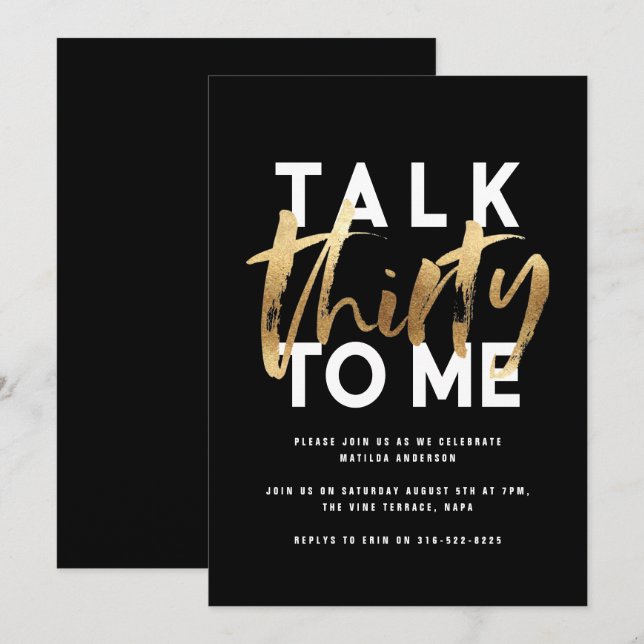 30e anniversaire or élégant moderne script simple (Devant / Derrière)