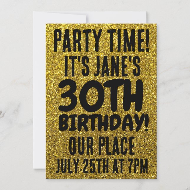 30E ANNIVERSAIRE OR PARTIES SCINTILLANT INVITATION (Devant)
