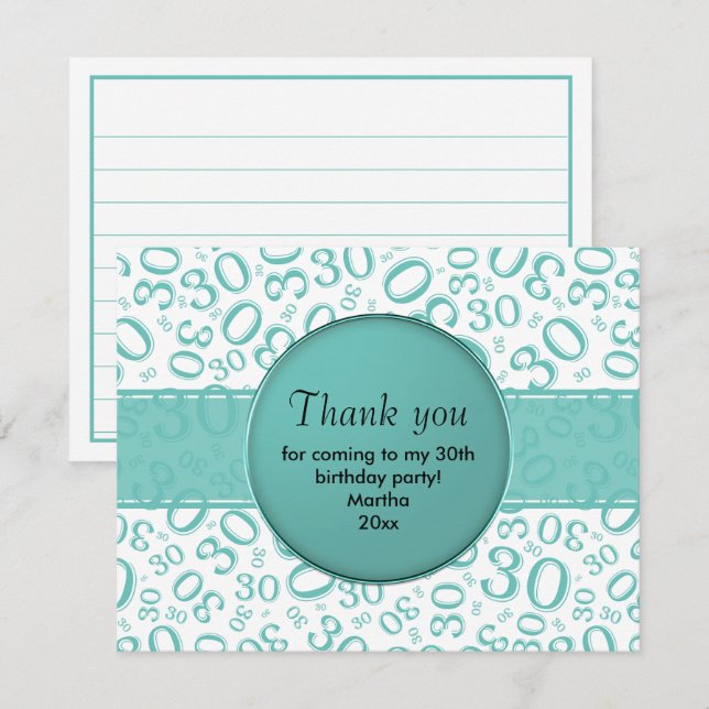 30e anniversaire : Turquoise/Motif numérique blanc (Devant / Derrière)