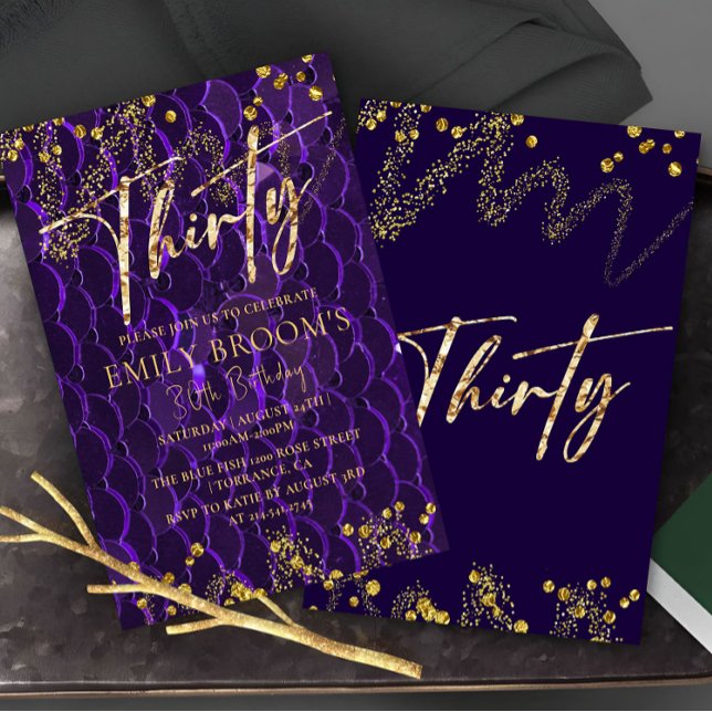 30e anniversaire violet pour son invitation (Créateur téléchargé)