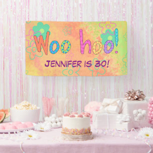 30e anniversaire WooHoo Nom Bannière personnalisée