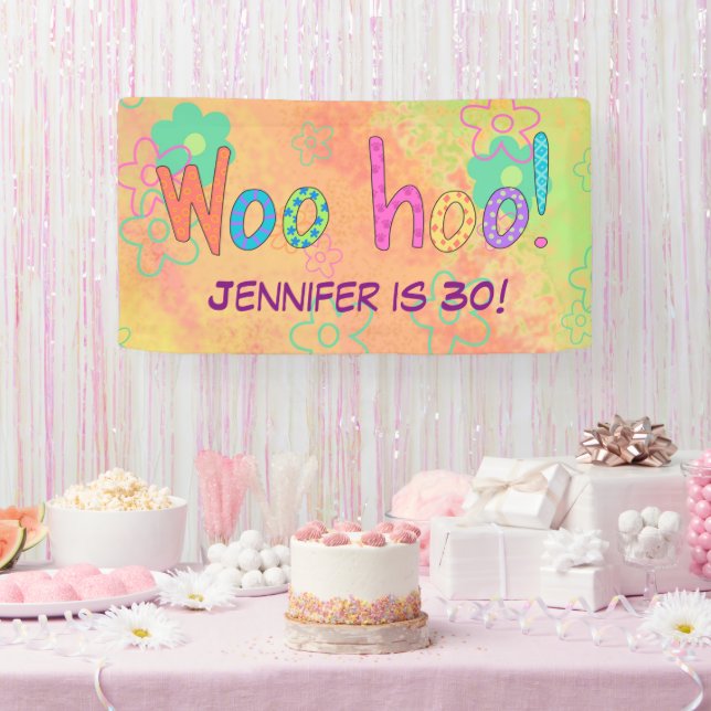 30e anniversaire WooHoo Nom Bannière personnalisée (Fête)