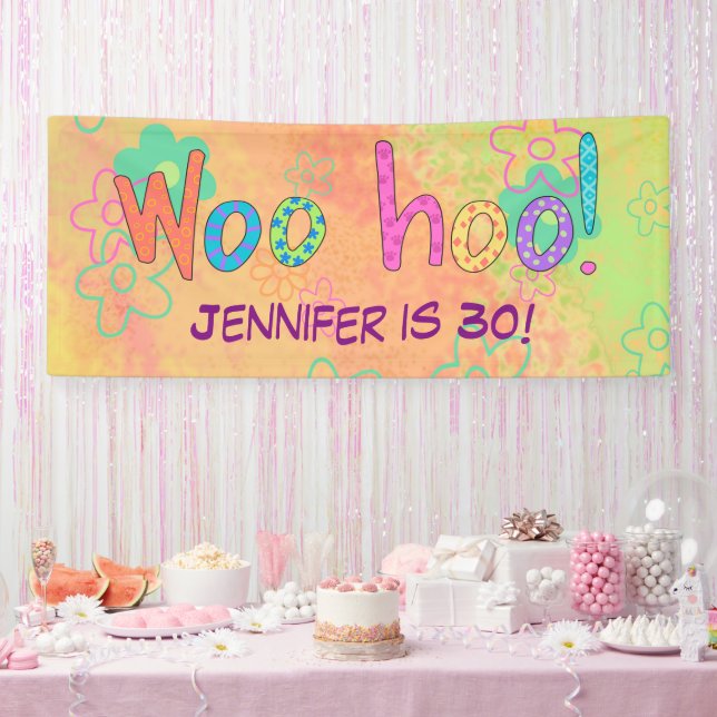 30e anniversaire WooHoo Nom Bannière personnalisée (Fête)