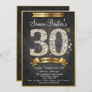 30e Gold Diamond Chalkboard Invitation d'anniversa